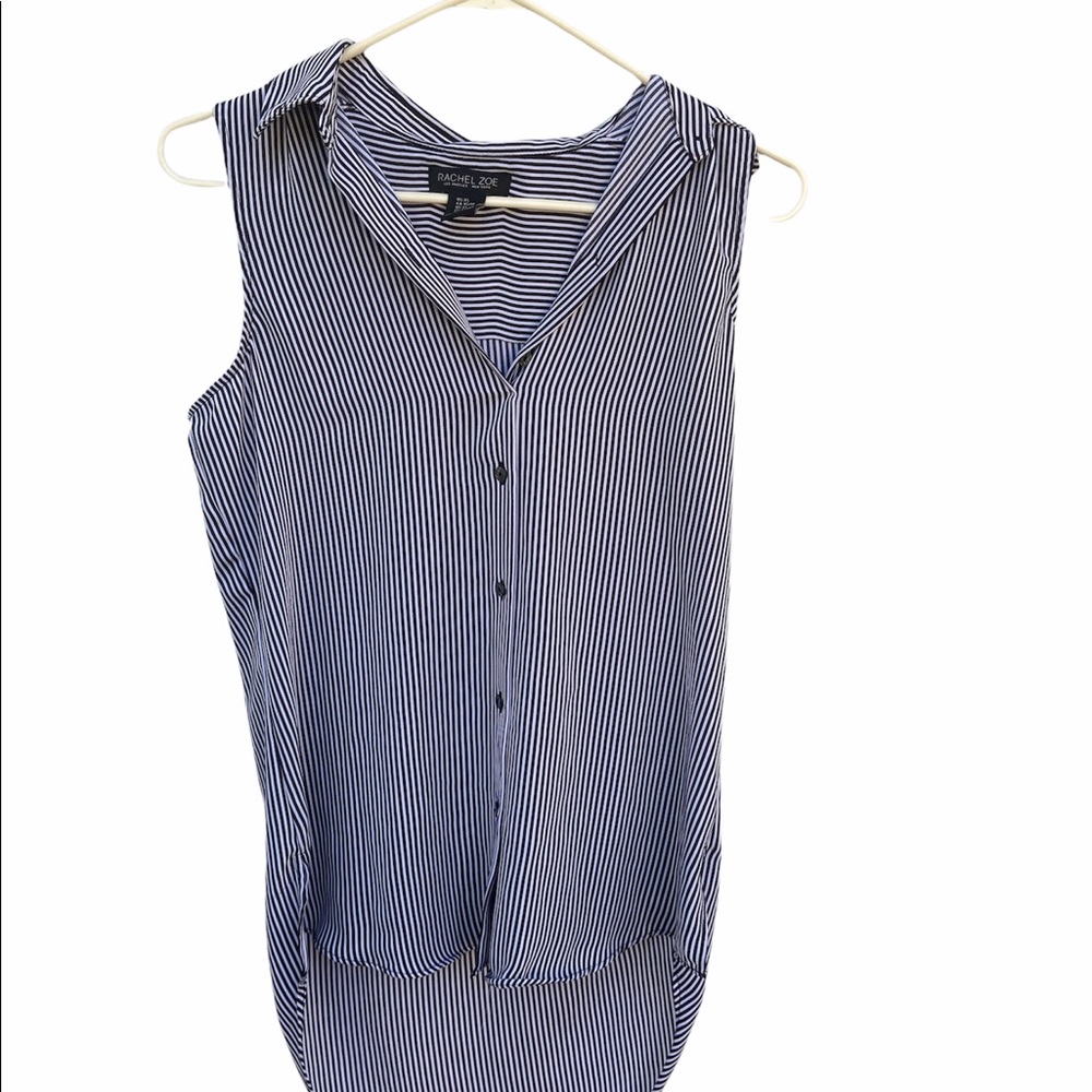 Rachel Zoe black and white stripped sleeveless top. XS